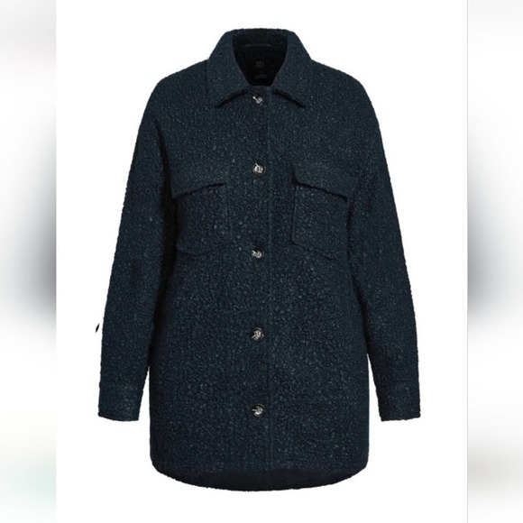 City Chic CCX Teddy Shacke oversized steel blue sherpa style plus size XL 22 NEW - Picture 4 of 9